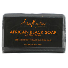 Жидкое мыло SheaMoisture, Blemish Prone Face & Body Bar,  African Black Bar Soap with Shea Butter, 3.5 oz (99 g)