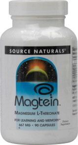 Магний Source Naturals Magtein Magnesium L-Threonate L-Треонат магния для поддержки когнитивных функций и здоровья мозга 667 мг 90 капсул