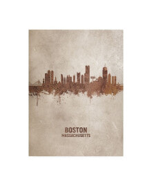 Trademark Global michael Tompsett Boston Massachusetts Rust Skyline Canvas Art - 15.5