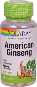 Женьшень solaray American Ginseng Американский женьшень 480 мг 50 растительных капсул
