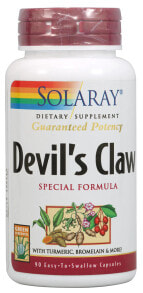 Витамины и БАДы для нервной системы solaray Devil&#039;s Claw Special Formula Комплекс коготь дьявола с куркумой, бромелайном 90 капсул