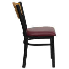 Flash Furniture hercules Series Black Slat Back Metal Restaurant Chair - Natural Wood Back, Burgundy Vinyl Seat