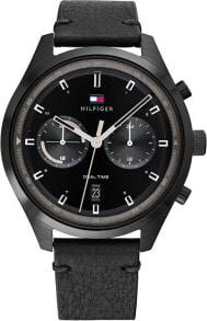 Мужские наручные часы с черным кожаным ремешком Tommy Hilfiger1791731