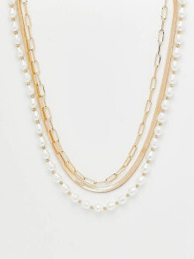 Колье aLDO Mallory multirow necklace in gold and pearl 