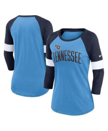 Nike women's Tennessee Titans Light Blue and Heather Navy Football Pride Raglan 3/4-Sleeve T-shirt