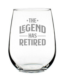 Bevvee the Legend Has Retired Retirement Gifts Stem Less Wine Glass, 17 oz