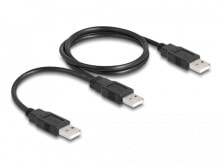 Delock 80000 - 0.7 m - USB A - 2 x USB A - USB 2.0 - 480 Mbit/s - Black