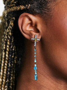 Женские серьги 8 Other Reasons baptize drop earrings in gold and blue 