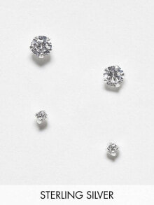 Купить женские ювелирные украшения Kingsley Ryan: Kingsley Ryan sterling silver 2 pack of crystal stud earrings in silver