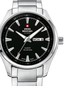 Аналоговые мужские наручные часы с серебряным браслетом Swiss Military SM34027.01 Mens 44mm 10ATM