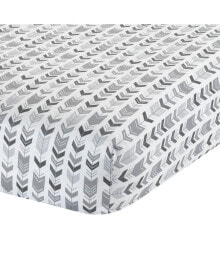 Urban Jungle Gray/White Arrow Print 100% Cotton Fitted Crib Sheet