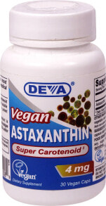 Антиоксиданты deva Vegan Astaxanthin Super Carotenoid Астаксантин супер каротиноид 4 мг 30 растительных капсулы