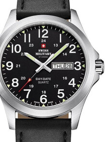 Мужские наручные часы с черным кожаным ремешком Swiss Military SMP36040.15 Mens 42mm 5 ATM