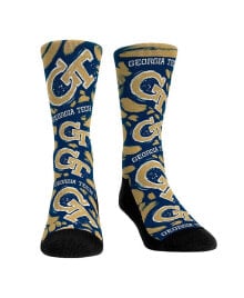 Купить мужские носки Rock 'Em: Men's and Women's Socks GA Tech Yellow Jackets Allover Logo and Paint Crew Socks