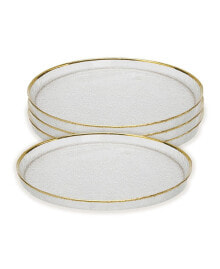 Classic Touch pebbled Glass Charger Plates Raised Rim with Border, Set of 4