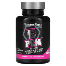 Витамины и БАДы для нормализации гормонального фона naturesPlus, E Fem for Women, Natural Hormonal Balance & Boost of Youth, 60 Vegetarian Capsules