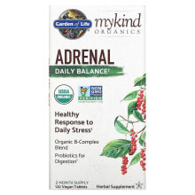 Витамины группы В Garden of Life, MyKind Organics, Adrenal, Daily Balance, 120 Vegan Tablets