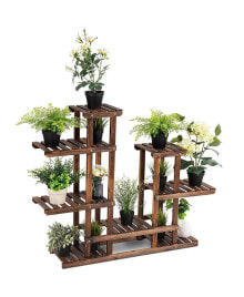 6Tier 13 Pots Wooden Plant Flower Display Stand Wood Shelf