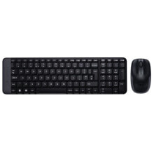 Комплекты из игровых клавиатуры и мыши logitech MK220 клавиатура Беспроводной RF Черный 920-008318