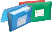 Школьные файлы и папки Q-Connect Teczka harmonijkowa z gumką A4, transparentna czerwona (5705831165977)