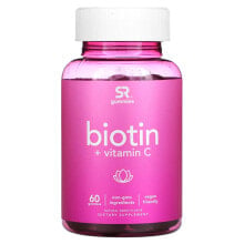 Витамин C Спортс Ресерч, Биотин + витамин C, натуральные ягоды, 60 жевательных мармеладок