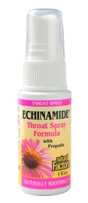 Витамины и БАДы от простуды и гриппа Natural Factors Echinamide Успокаивающий спрей для горла с прополисом 28 мл