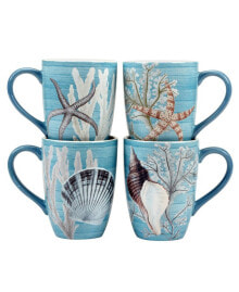 Certified International beyond the Shore Set of 4 Mugs