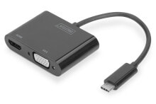 Digitus DA-70858 видео кабель адаптер 0,11 m USB Type-C HDMI + VGA (D-Sub) Черный