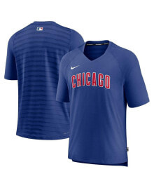 Nike men's Royal Chicago Cubs Authentic Collection Pregame Raglan Performance V-Neck T-shirt