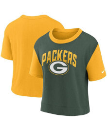 Nike women's Gold, Green Green Bay Packers High Hip Fashion T-shirt
