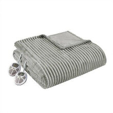 King Corded Plush Electric Blanket Gray - Serta