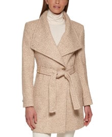 Women's Asymmetrical Belted Wrap Coat, Created for Macy's