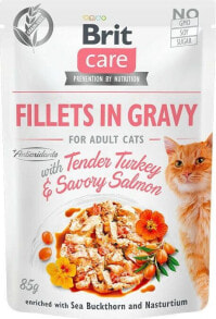 Brit Brit Care Cat Pouch Salmon Turkey - filety z łososia z indykiem w sosie, mokra karma dla kota, saszetka 85g uniwersalny