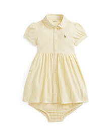 Ralph Lauren Baby Girls Striped Knit Oxford Dress