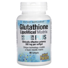 Антиоксиданты Natural Factors, Glutathione LipoMicel Matrix, 300 мг, 90 мягких таблеток