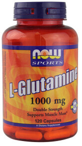 L-карнитин и L-глютамин NOW Sports L-Glutamine L-теанин, двойная сила 1000 мг 120 капсул