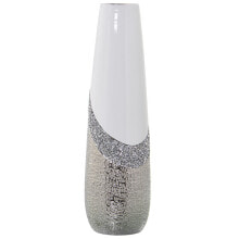 Vase Alexandra House Living White Silver Ceramic Shiny 13 x 13 x 45 cm