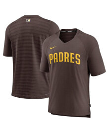Nike men's Brown San Diego Padres Authentic Collection Pregame Raglan Performance V-Neck T-shirt