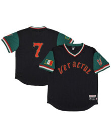 Купить черные мужские футболки и майки Rings & Crwns: Men's #7 Black, Green Azules de Veracruz Mesh Replica V-Neck Jersey