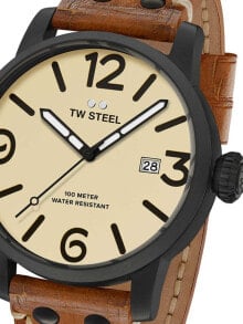 Мужские наручные часы с ремешком мужские наручные часы с коричневым кожаным ремешком TW Steel MS42 Maverick 48mm 10 ATM