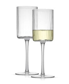 JoyJolt elle Ribbed White Wine Glass 2 Piece Set