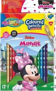 Patio Kredki ołówkowe trójkątne 12 sztuk 13 kolorów + temperówka Colorino Kids Minnie