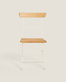Wooden and metal folding chair
