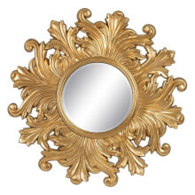 Wall mirror 114 x 4,5 x 114 cm Crystal Golden Wood