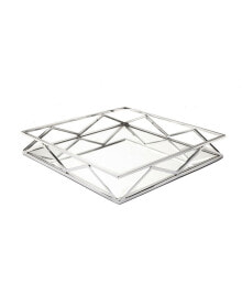 Classic Touch square Mirror Tray with V-Shaped Designs