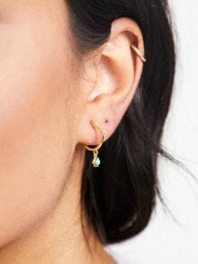Женские серьги kingsley Ryan gold plated huggie hoop earrings with turquoise stone