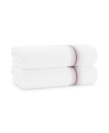 Aston and Arden white Turkish Luxury Striped Towels with for Bathroom 600 GSM, 30x60 in., 2-Pack , Super Soft Absorbent Bath Towels