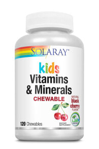 Витаминно-минеральные комплексы Solaray Kids Chewable Vitamins & Minerals Натуральный витаминно-минеральный комплекс для детей 120 жевательных таблеток со вкусом вишни
