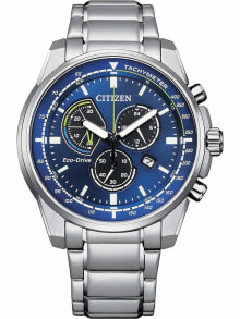 Мужские наручные часы с браслетом Мужские наручные часы с серебряным браслетом Citizen AT1190-87L Eco-Drive Chronograph 43mm 10ATM