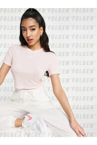 Essential mini swoosh slim Cropped T-shirt in Light Pink İnce Kumaş Kısa Kadın T-shirt